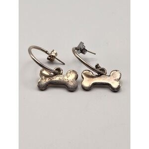 Estate Sterling Silver 925 Dog Bone Dangle Earrings